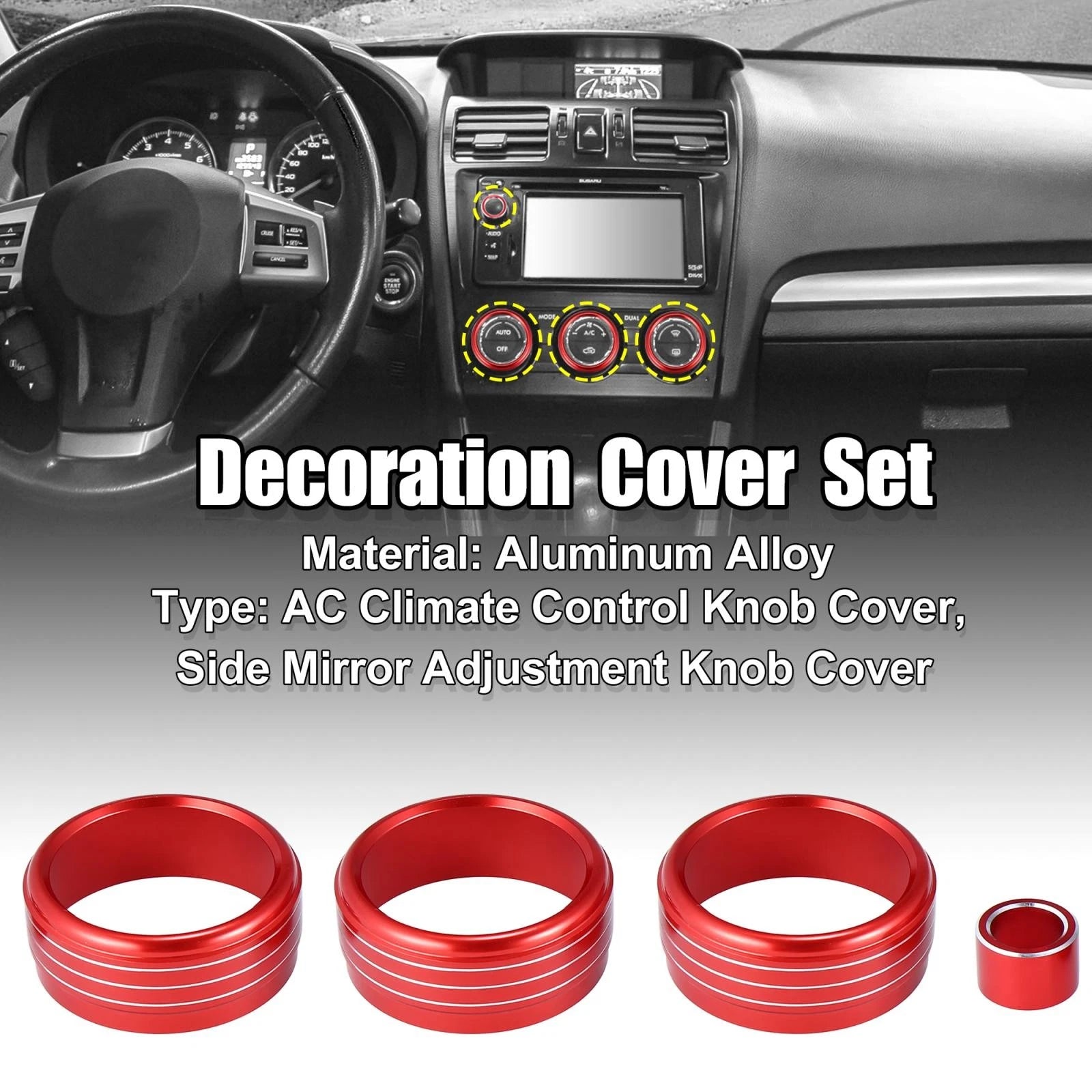 Climate Control Side Mirror Adjustment Knob Cover Set for Subaru WRX STI (2015–2021)