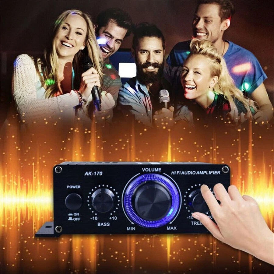 12V 400W Mini HIFI Audio Power Amplifier Home Black Digital Aluminum Alloy AMP