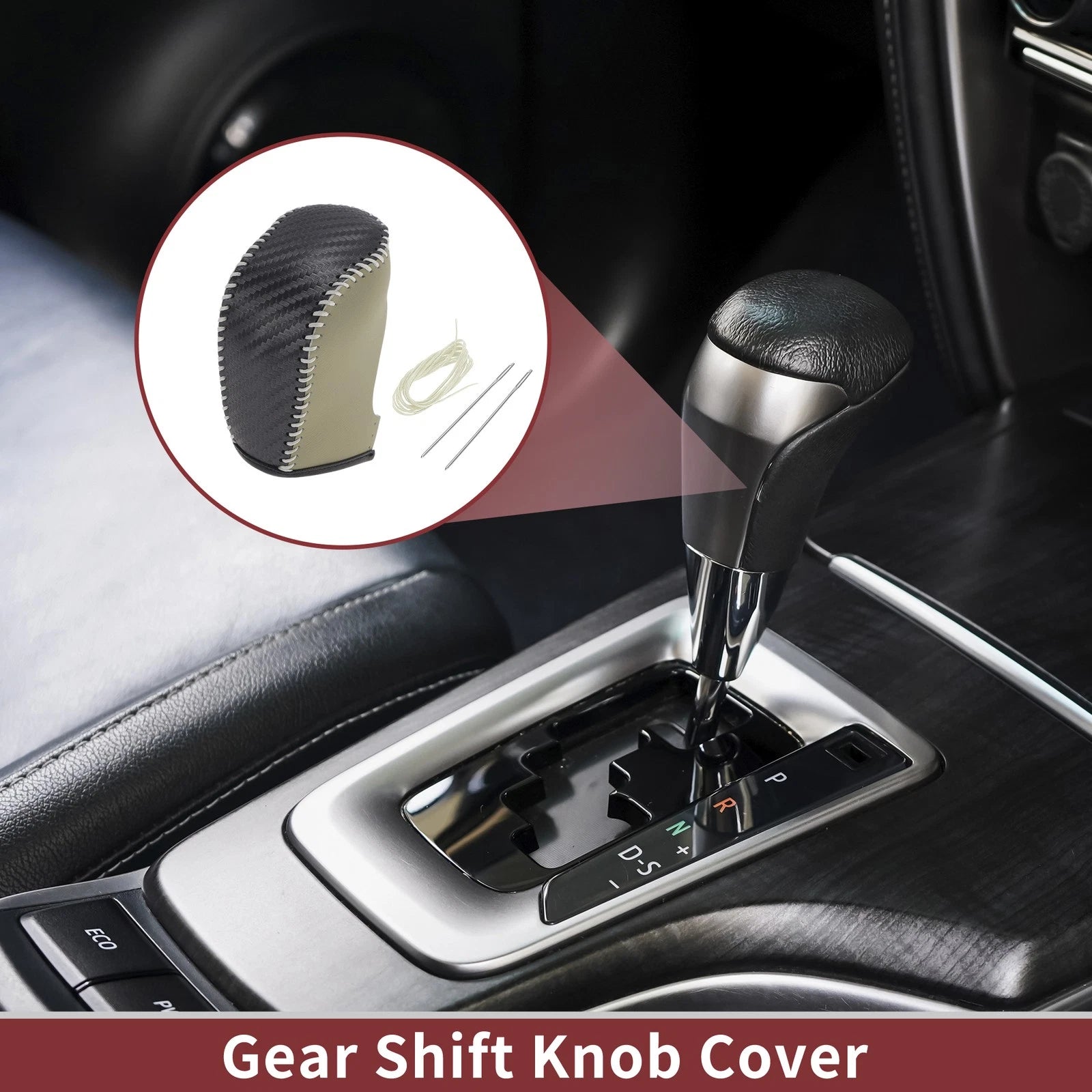 Gear Shift Knob Cover Replacement for Hyundai Sonata (2011–2014) Black Beige