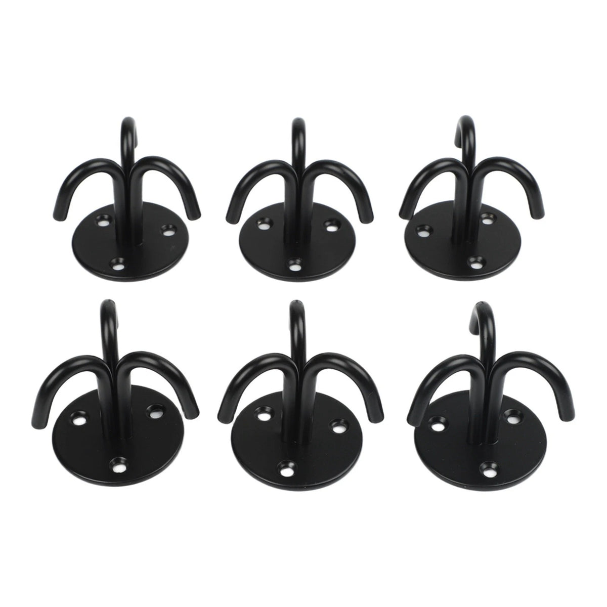 Set of 6 Black Stainless Steel Ceiling Hooks for Hanging Items
