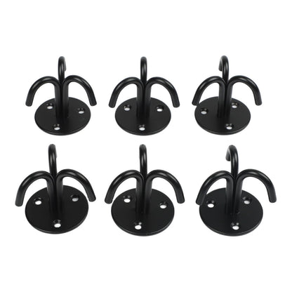 Set of 6 Black Stainless Steel Ceiling Hooks for Hanging Items