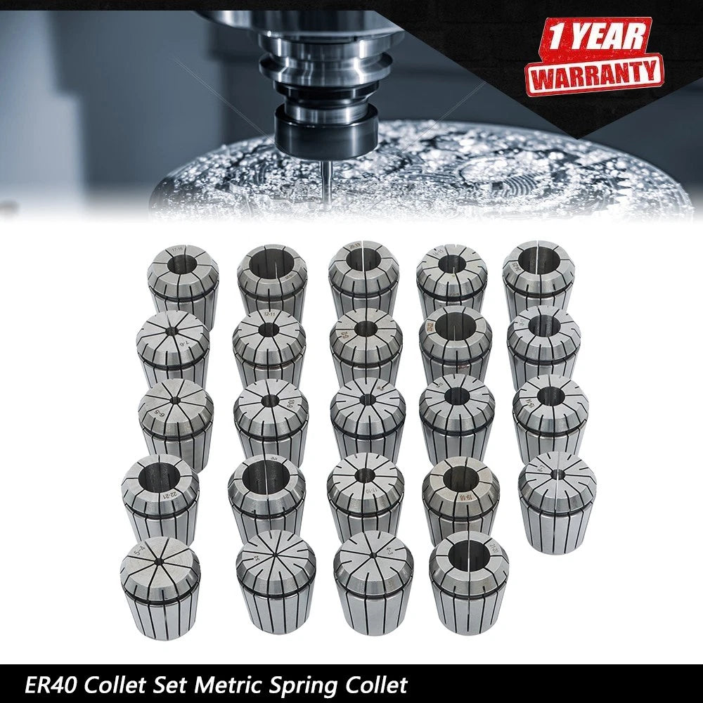 24Pcs ER40 Collet Set for Metric Size (Precision Spring Clamping)