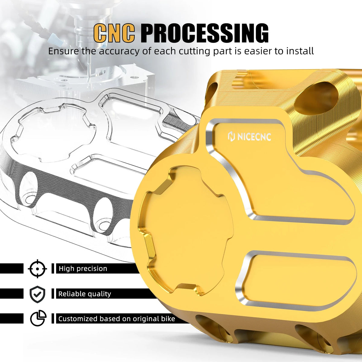 NICECNC Gold Transmission Side Cover for Harley Dyna Street Bob FXDBP (2013–2016)