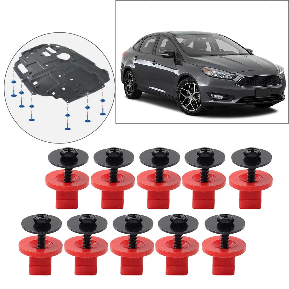 Set of 10 Engine Splash Guard Bolt Nut Brackets for Ford Focus, GMC Sierra
