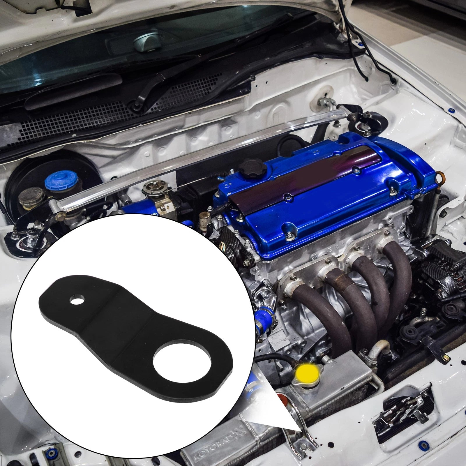 Engine Water Tank Radiator Bracket for Honda Civic Aluminum Alloy Black (1 Set)