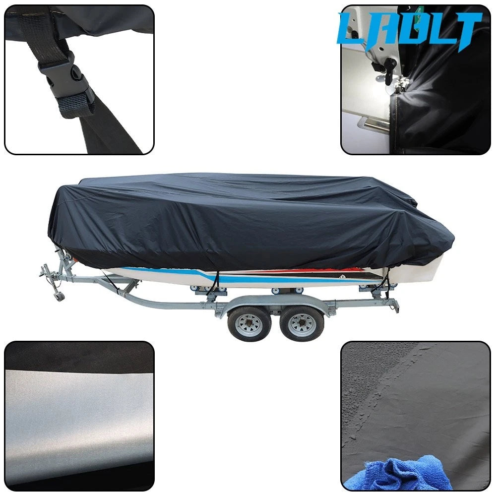 Boat Cover for V-Hull Runabouts (11-13ft) - Waterproof, Black