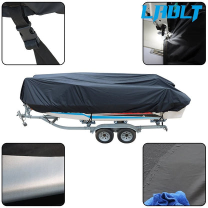 Boat Cover for V-Hull Runabouts (11-13ft) - Waterproof, Black