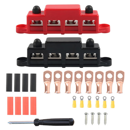 Pair 3/8" 4 Stud Bus Bar Terminal Power Distribution Block for Boat RV Truck
