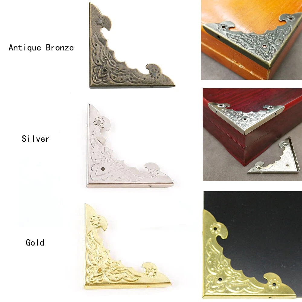 12pcs Antique Metal Jewelry Box Corner Protector Edge Guard Hardware
