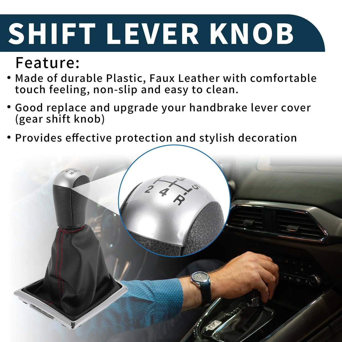 5 Speed Manual Gear Shifter Knob with Cover for Ford Focus MK2 (2004–2008)