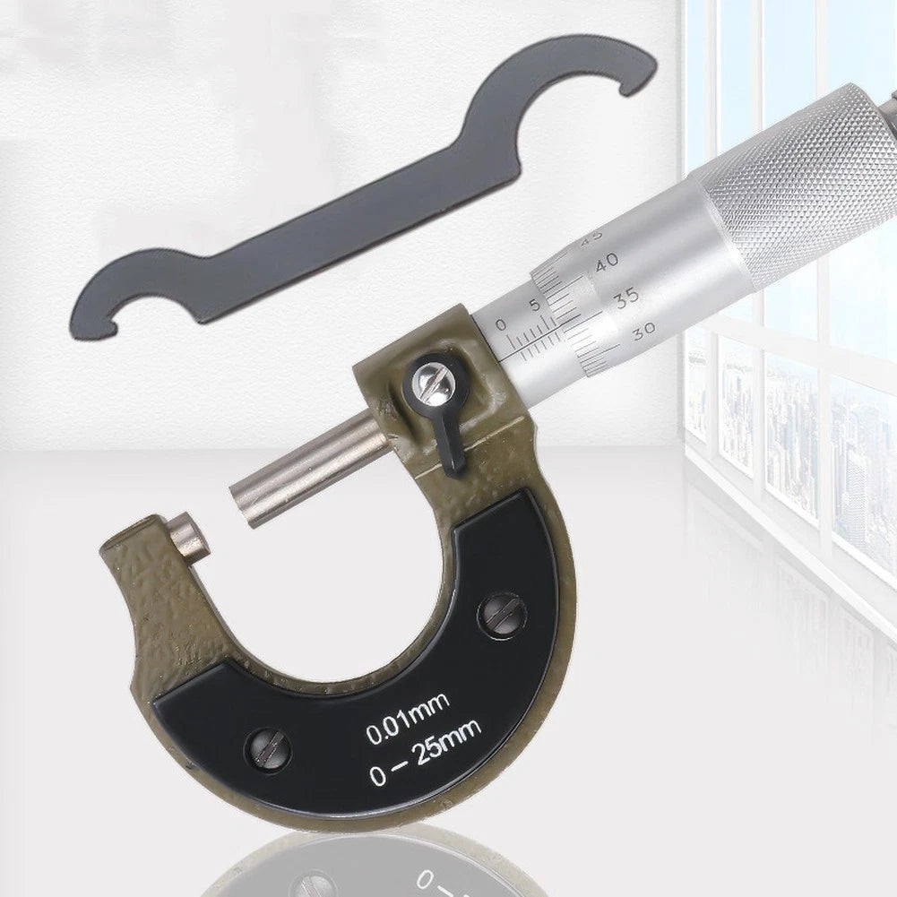 025mm Outside Micrometer Metric External Caliper with Chrome Thimble and Lock