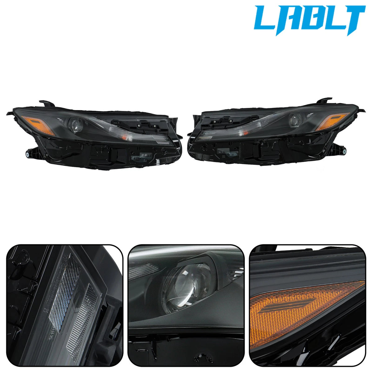 2X LED Single Lens Black Headlights Assembly for Toyota Camry (2025)