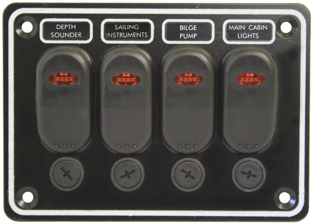 4 Gang Waterproof Switch Panel for Universal Use (12/24 Volt)