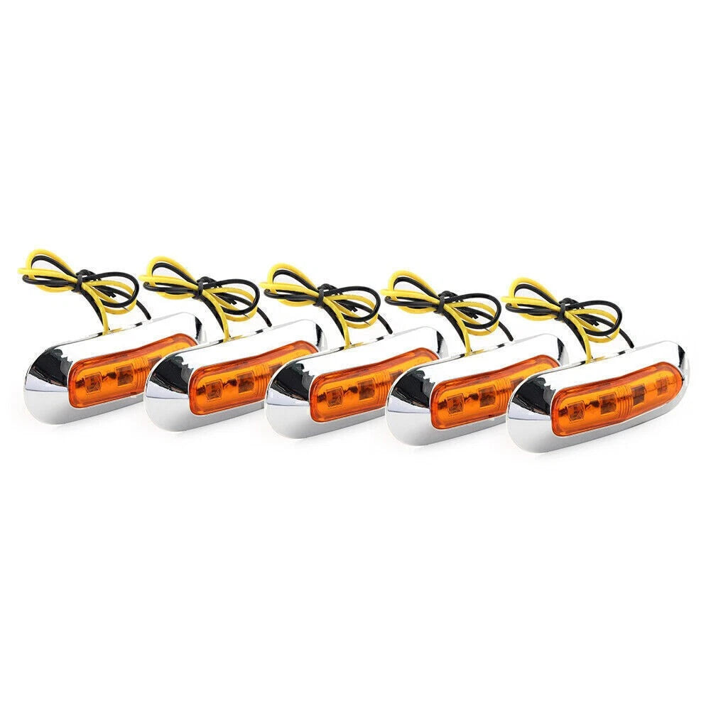 5pc 4 LED Side Clearance Marker Light For Car Truck Trailer Pickup 12-24V Yellow