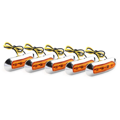 5pc 4 LED Side Clearance Marker Light For Car Truck Trailer Pickup 12-24V Yellow