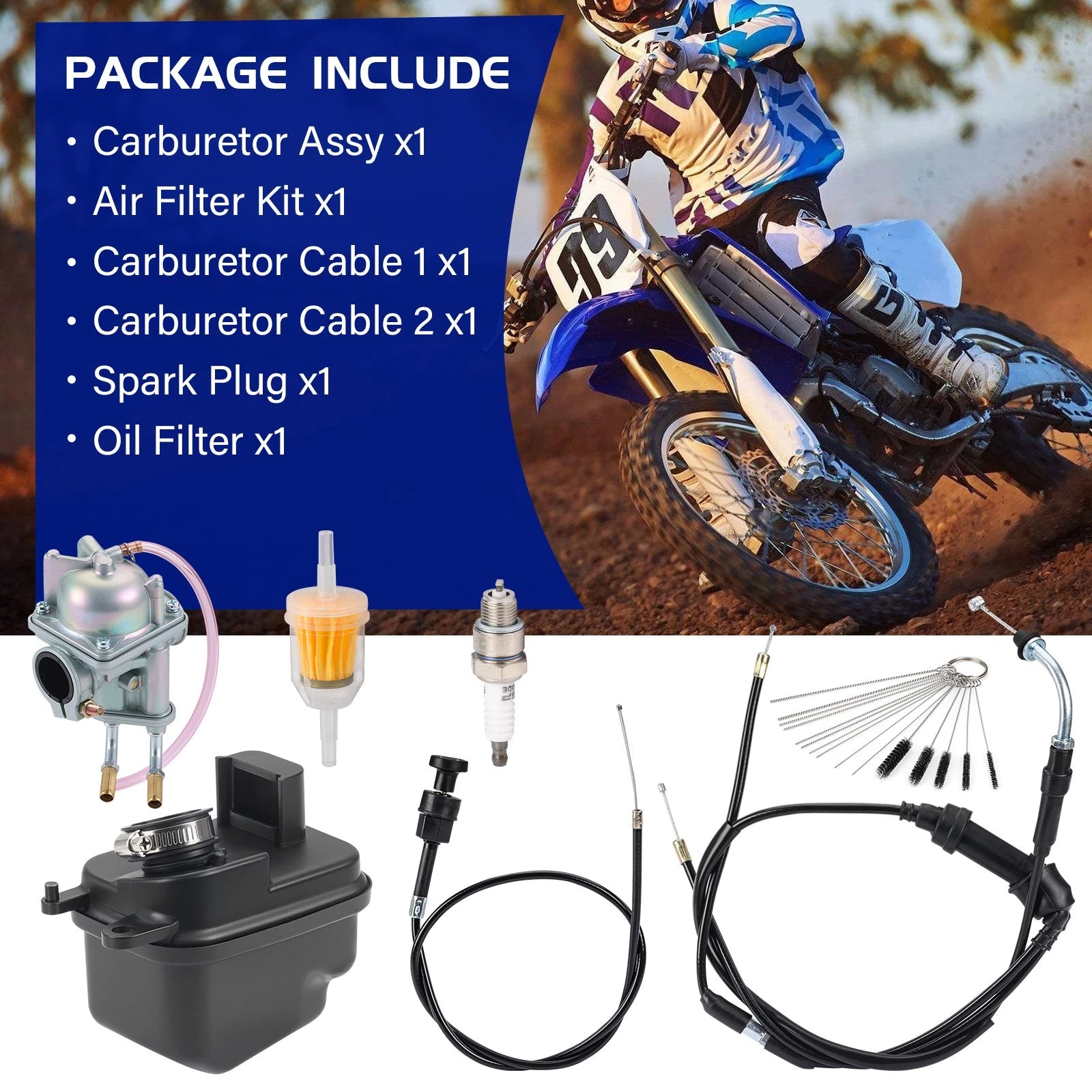 Carburetor Assembly + Air Filter w/Cable for Yamaha PW50 (2008–2024) 5PG-14101-11-00