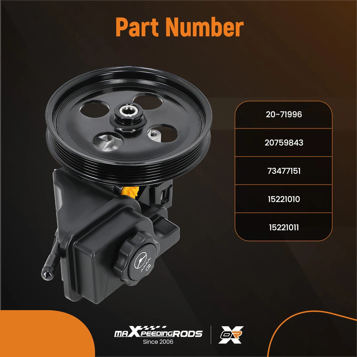 Power Steering Pump for Buick Lucerne, Cadillac DTS V8 4.6L (2006–2011) 73477151