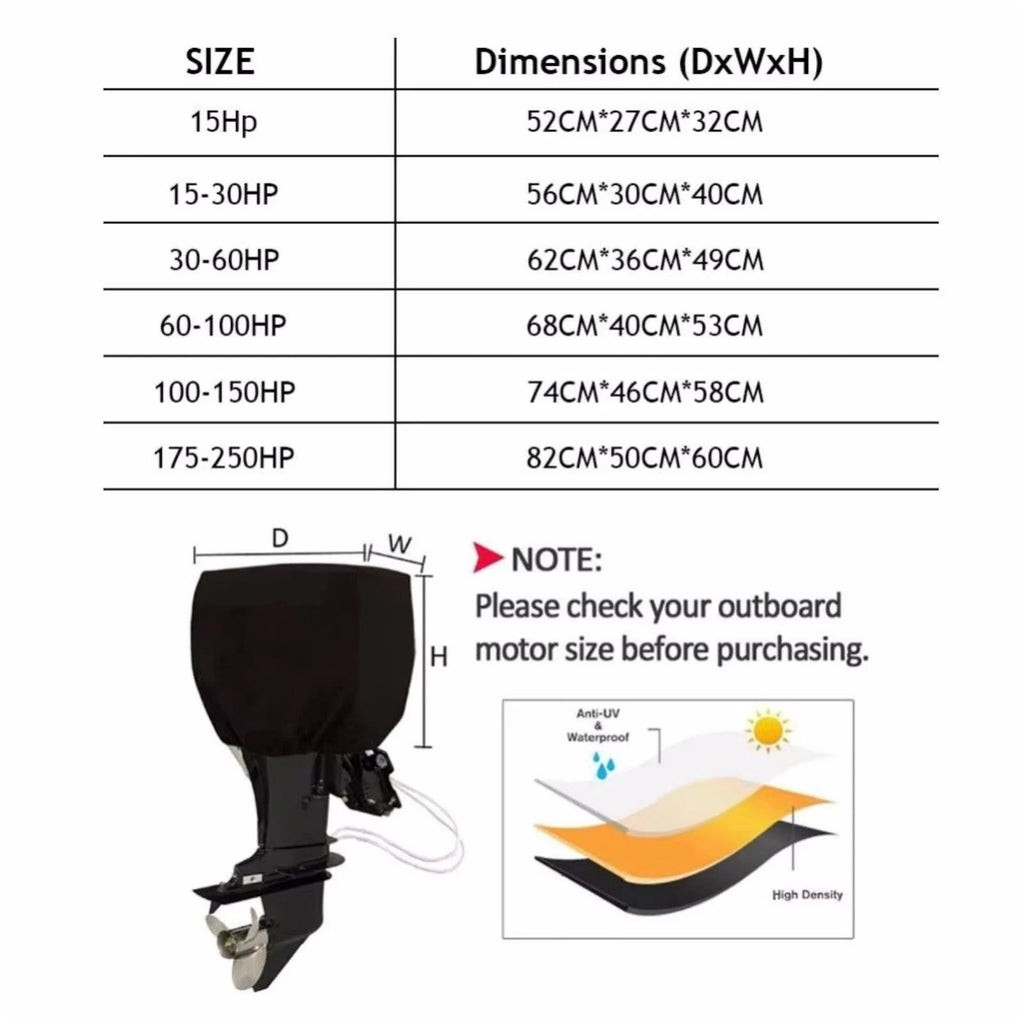 Outboard Motor Engine Storage Waterproof Canvas Cover for 100-150 HP