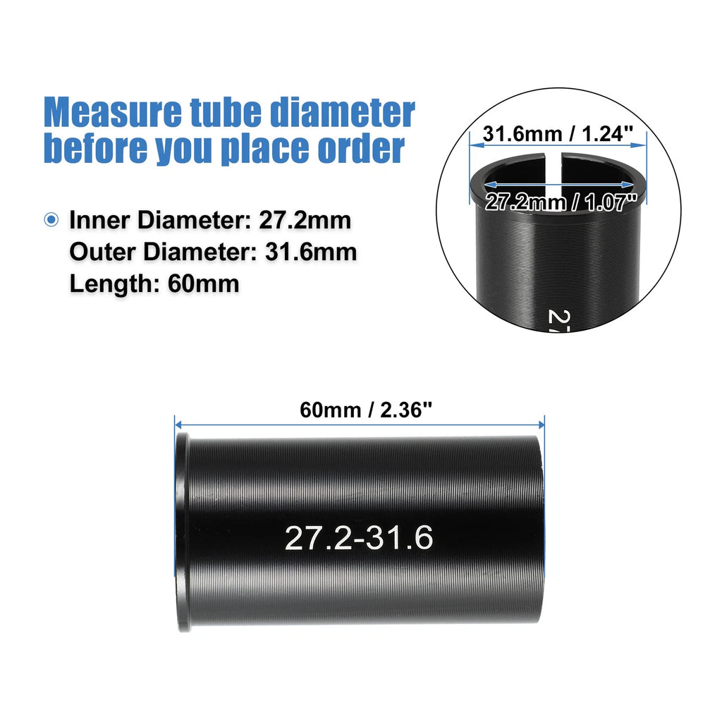 Seat Post Adapter Reducing Sleeve 27.2 to 31.6mm 2 Pack for Bicycle
