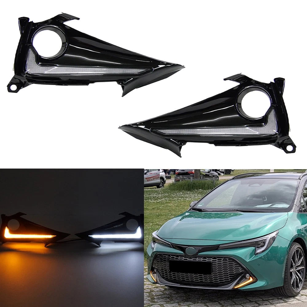 2-Color Fog Light Bezels w/ LED DRL Turn Signals for Toyota Corolla (2019–2022)
