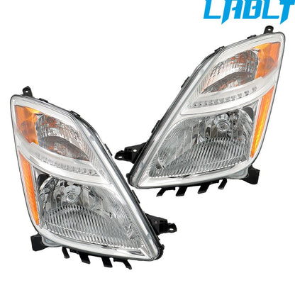 Set of 2 Halogen Chrome Headlights Assembly for Toyota Prius (2006–2008)