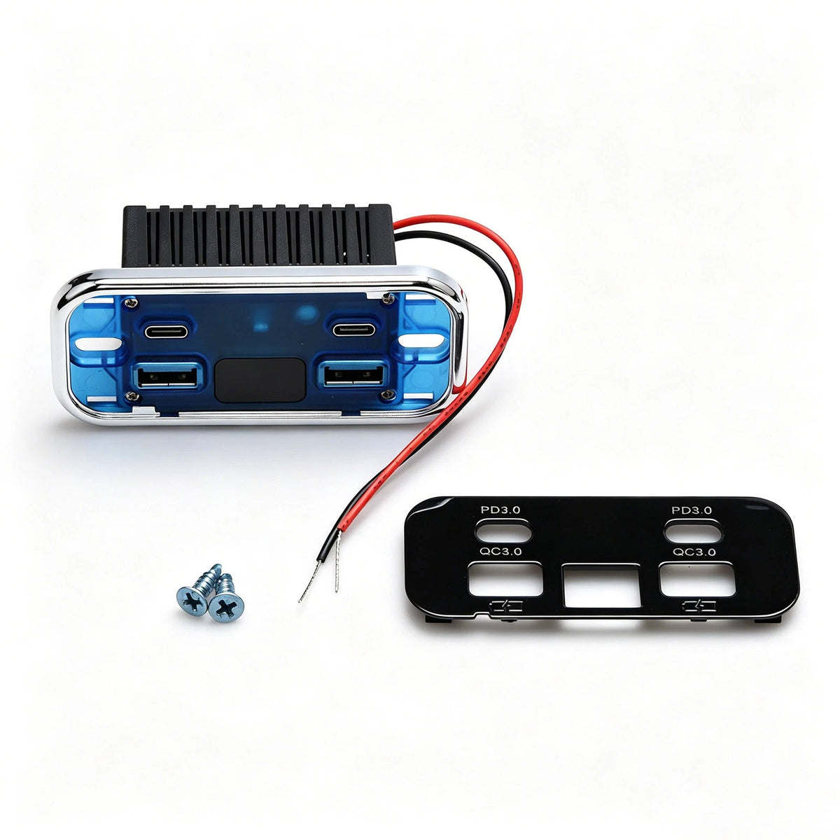 4-Port USB Charger Panel for Trucks & RVs (12V–24V) Dual PD QC 3.0 LED Volt