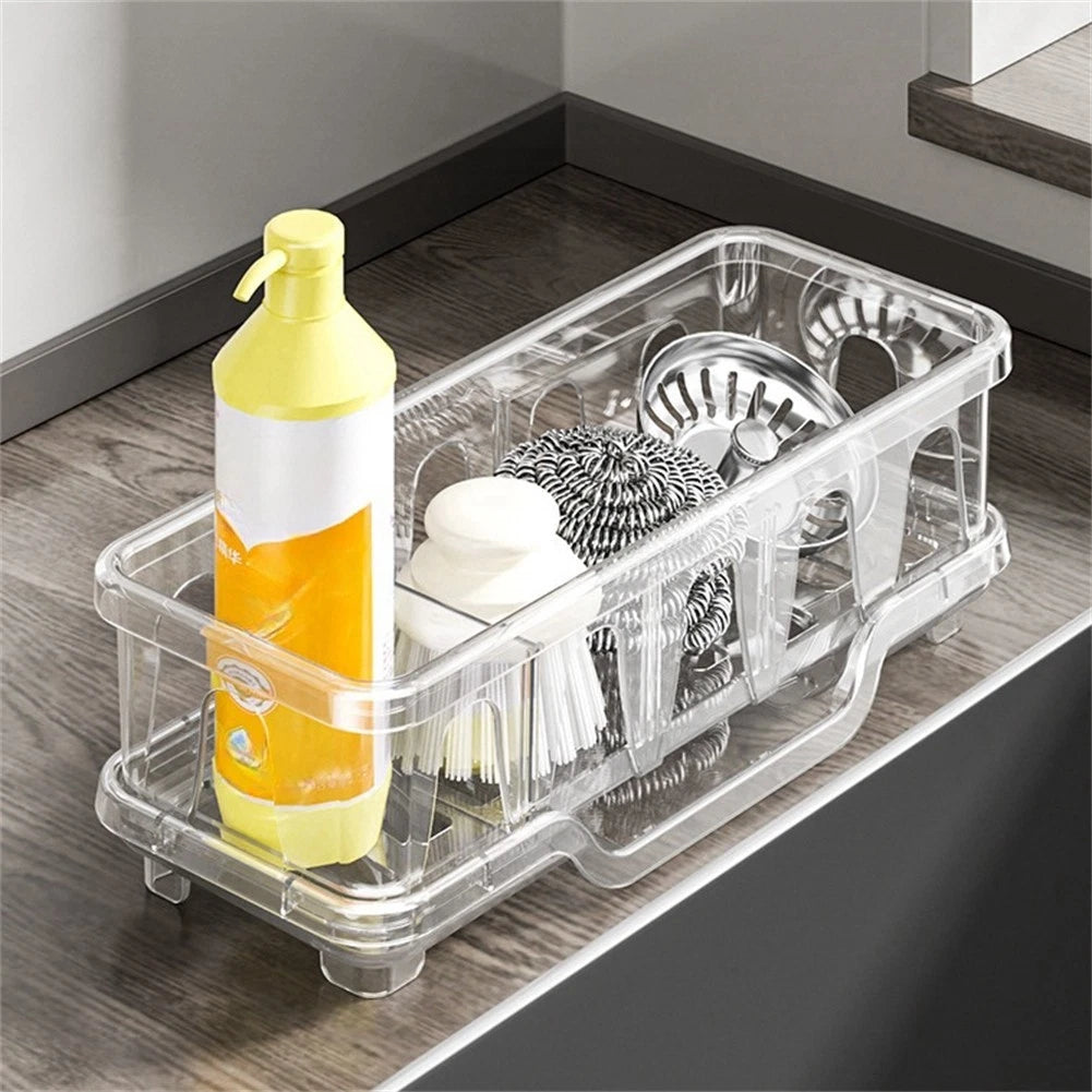 Sleek Sink Caddy Organizer with Drip Tray for Sponges