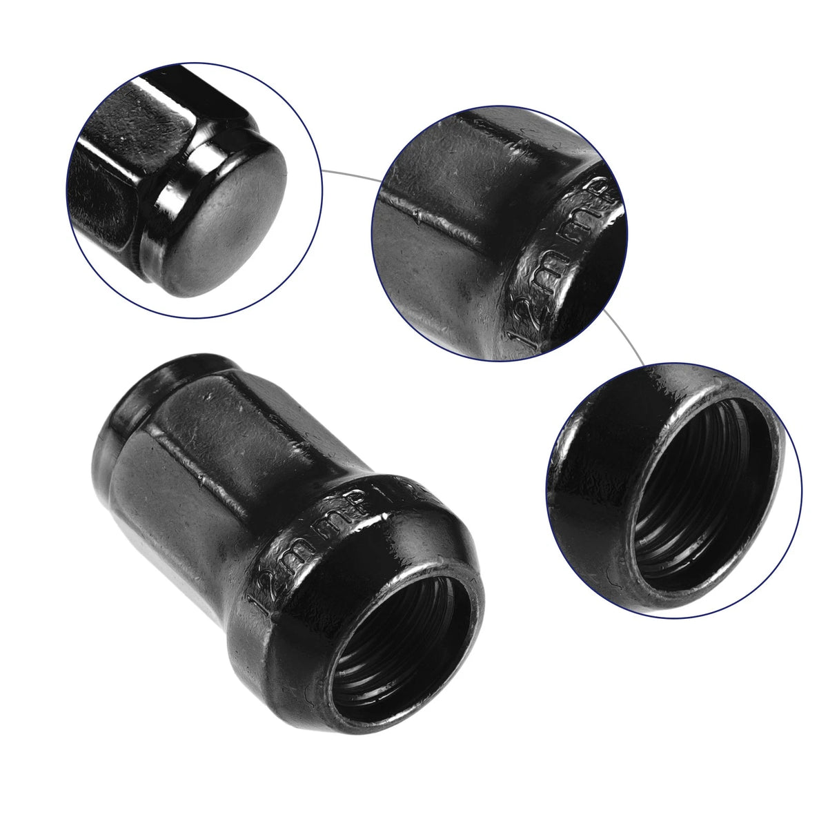 Wheel Hub Lug Nuts Set M12x1.25 Replacement for Honda Chevy Nissan (Black)