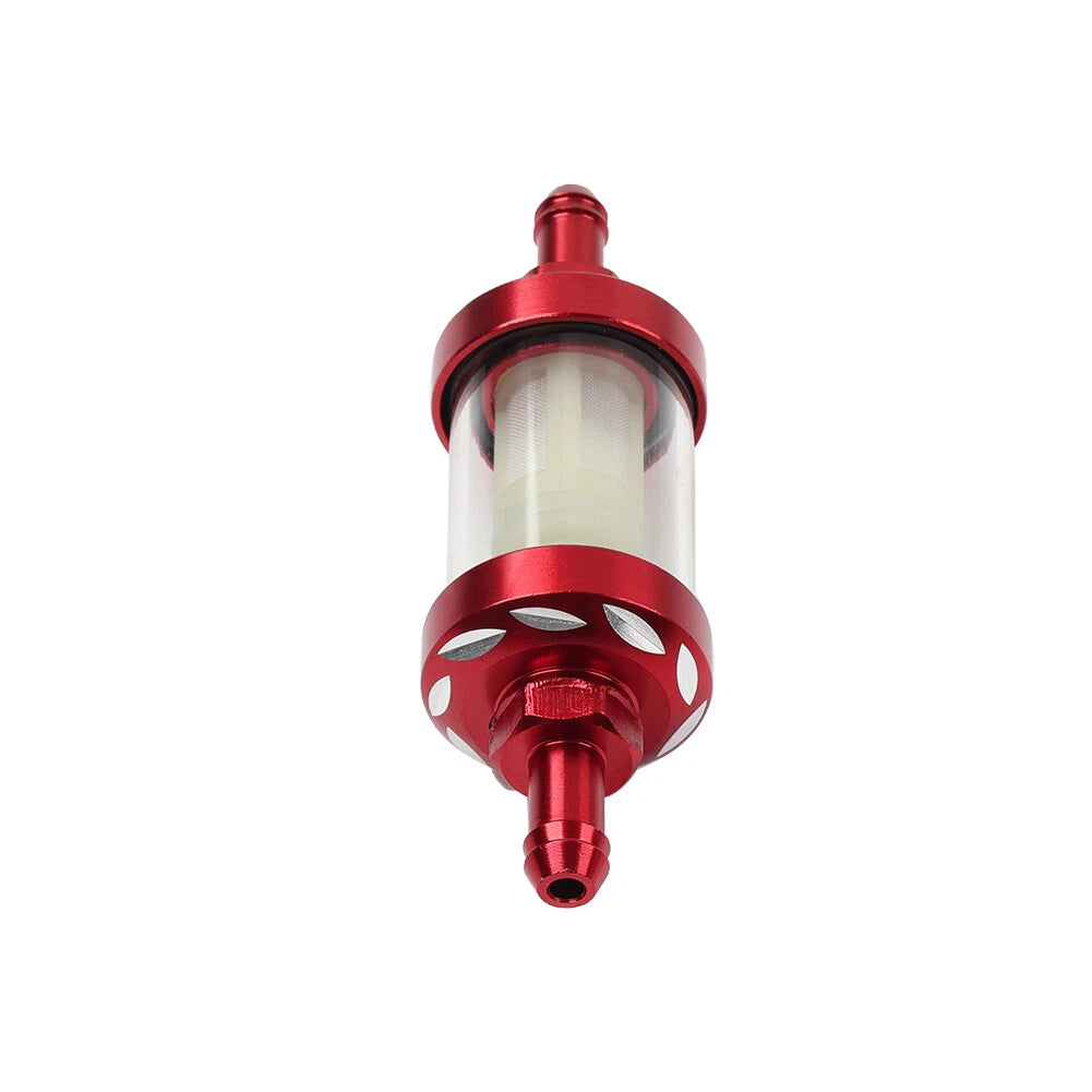 Inline 8MM 5/16 Motorcycle Gas Fuel Filter Universal (Red)