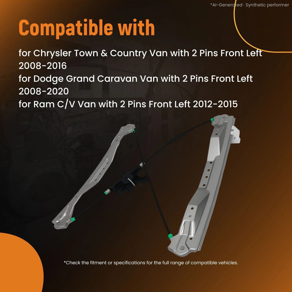 Electric Window Regulator Front Left for Chrysler 68030661AA (2008–2016)