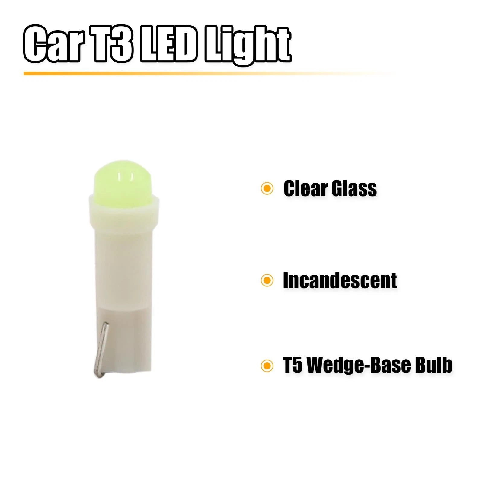 10Pcs T5 LED Ice Blue Dash Panel Light Bulb for Cars (12V)