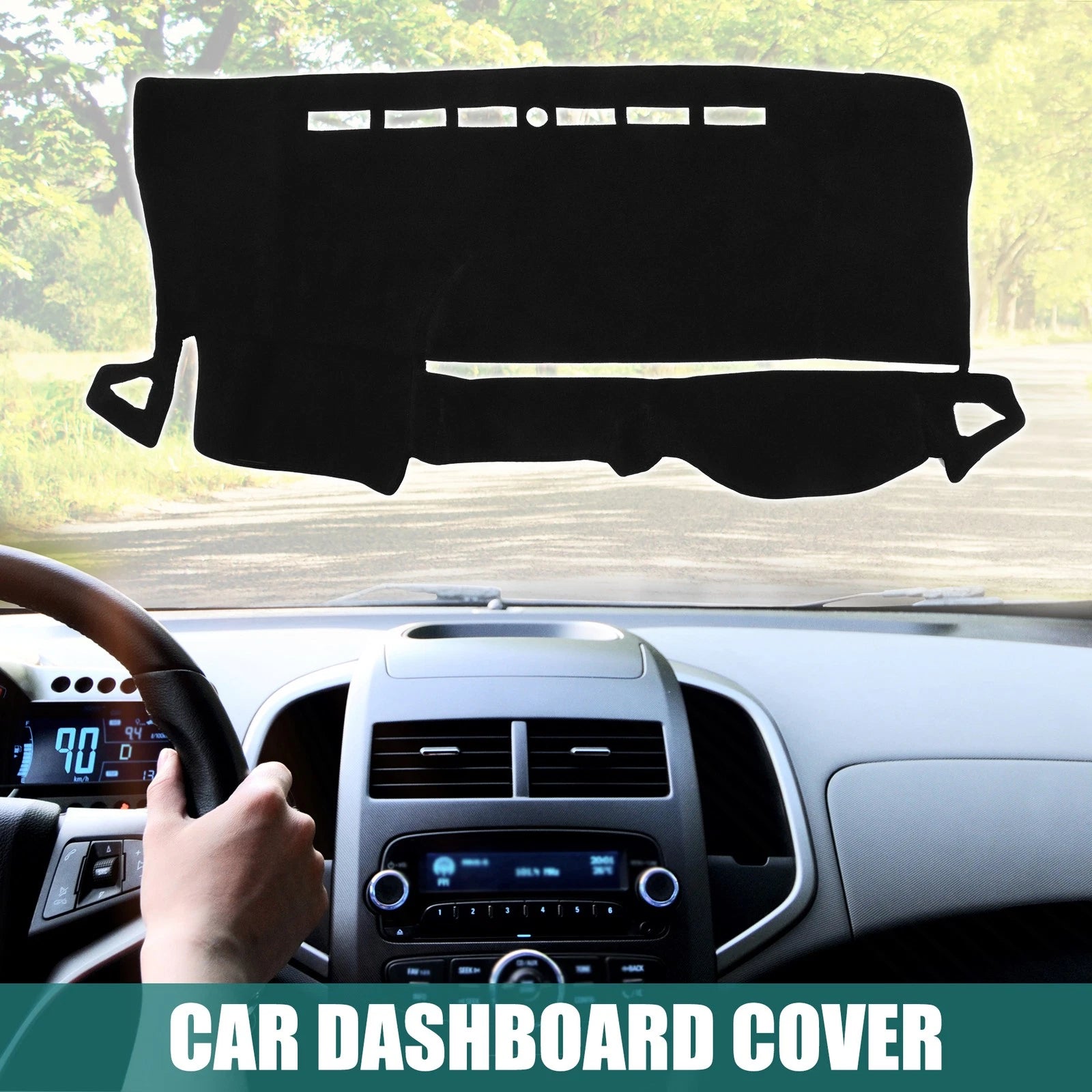 Dashboard Cover for Toyota Voxy (Black Polyester, Non-slip)