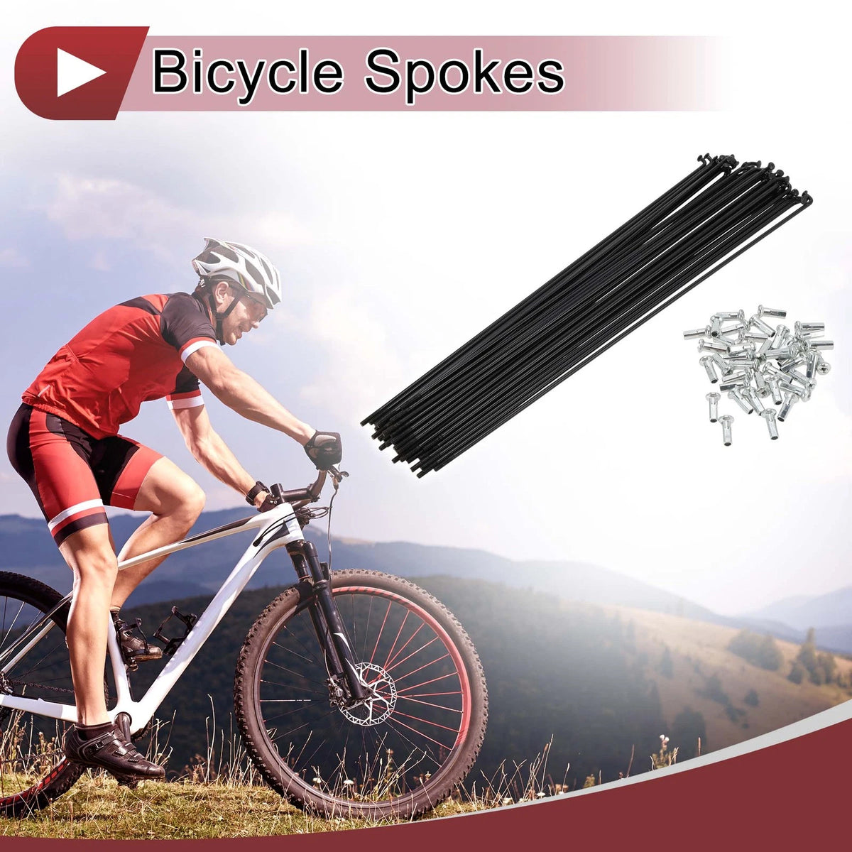 Bike Wheel Spokes 38 Piece Set 239mm Carbon Steel for Bicycle (239mm)