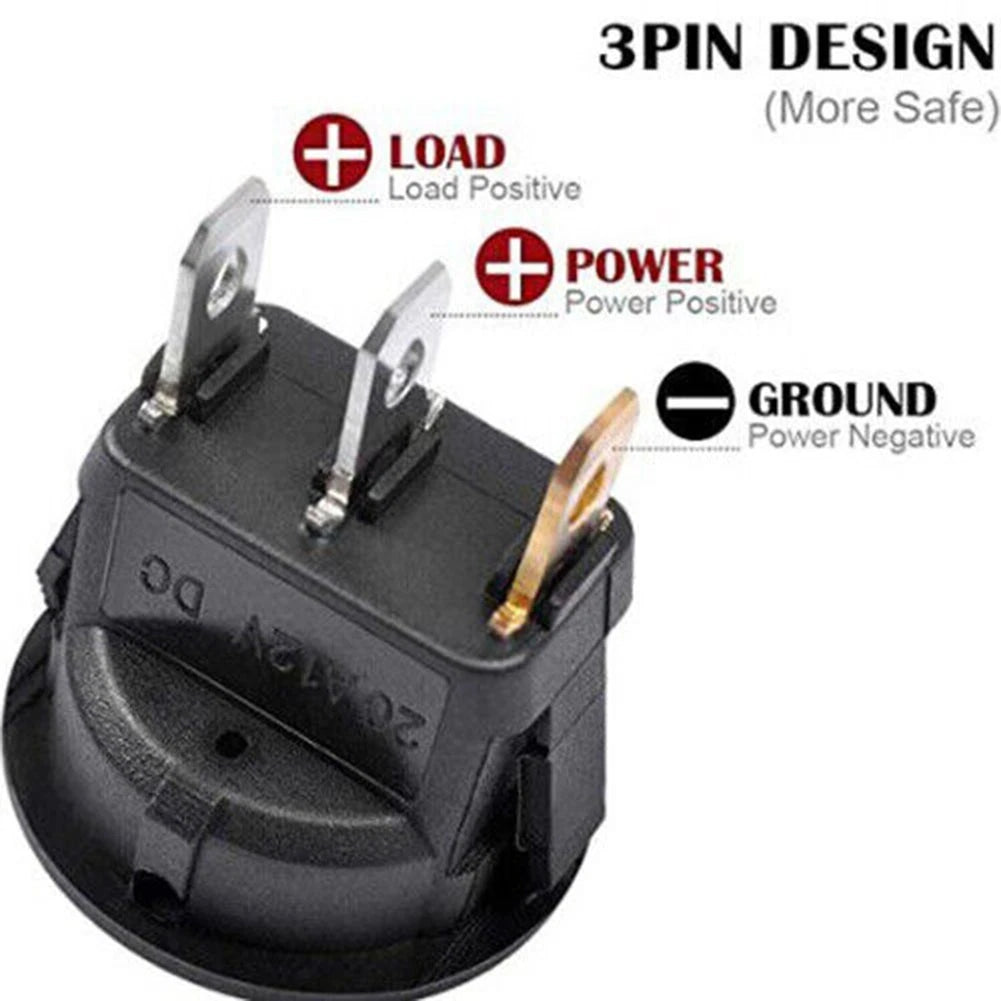2-Pin Round Switch with Blue LED Light for