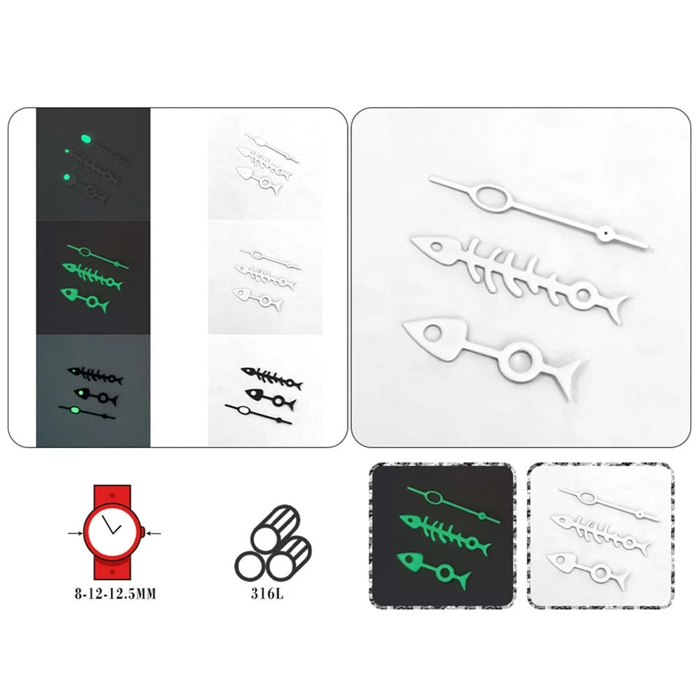 Fish Bone Needles Watch Hands for NH35/NH36/4R/7S