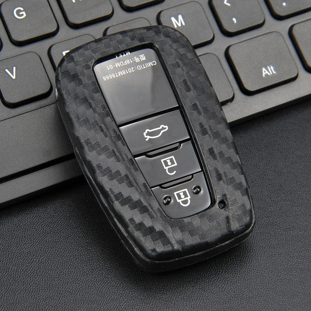 Key Case for Smart (73mm x 46mm x 19mm) - Silicone Carbon Fiber Black