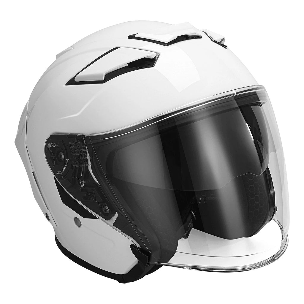 Open Face Helmet for Scooter Motorcycle (DOT 3/4, Dual Visor, Extra Tinted Shield)