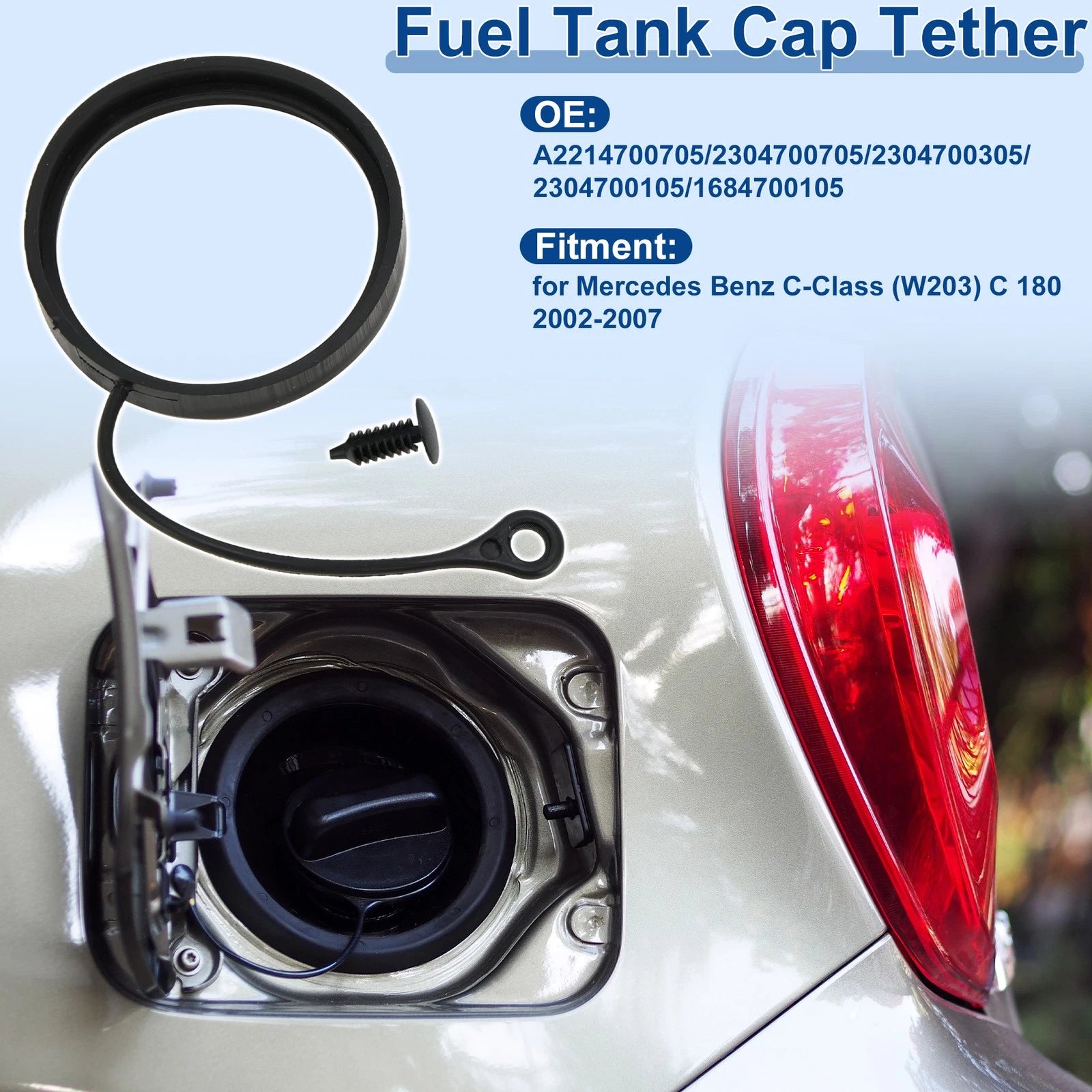 Fuel Tank Cap Tether Replacement for Mercedes Benz C-Class W203 C 180 (2001–2004)
