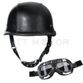 DOT German Black Leather Half Face Helmet for Motorcycle (M)
