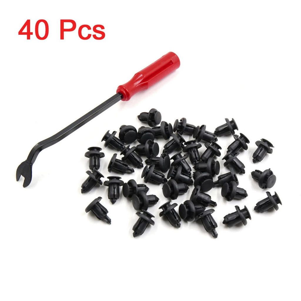 40pcs Plastic Rivets Push-Type Clips with Fastener Remover for Honda