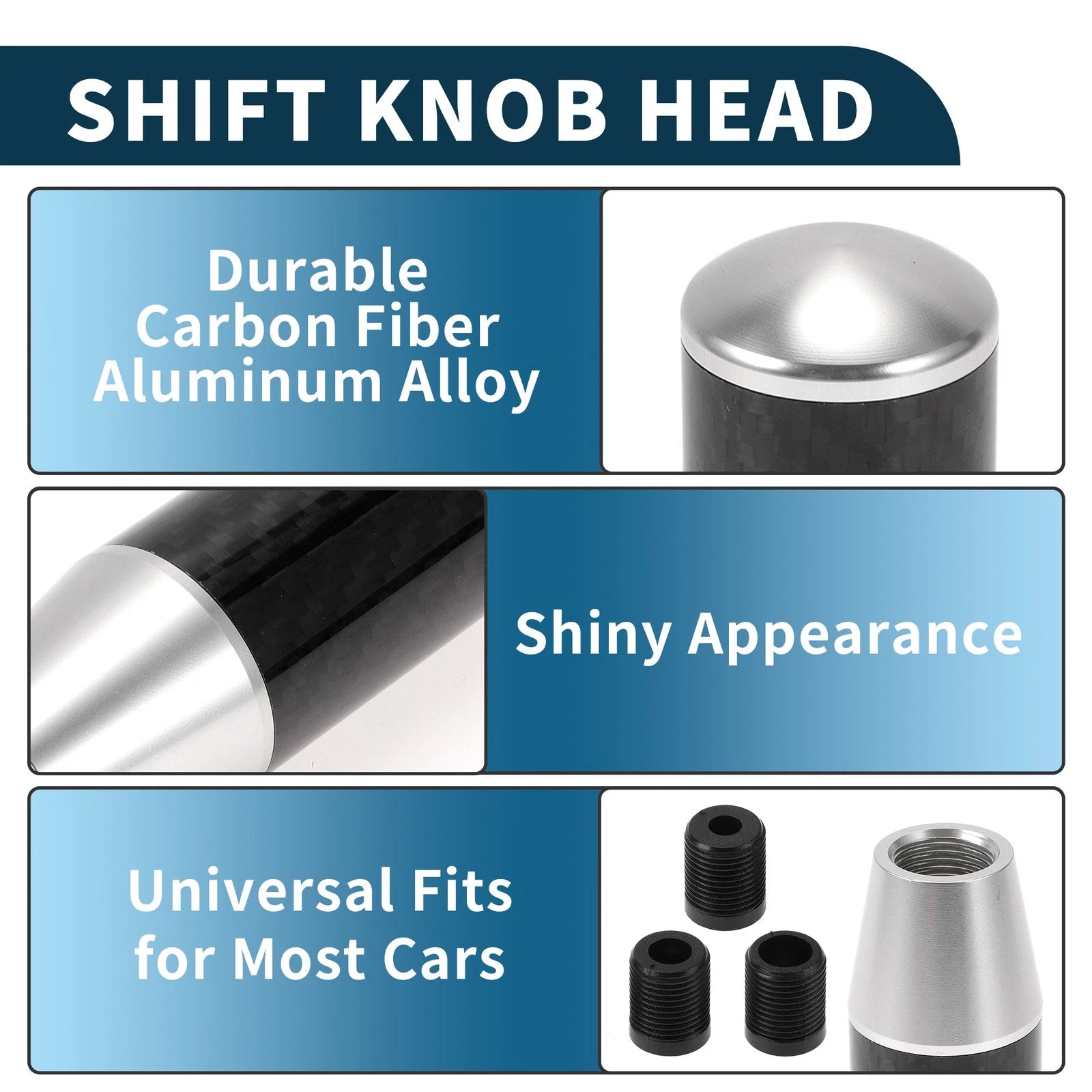 Automatic Manual Shift Knob Set of 1 with 3 Adapters for Universal Fit