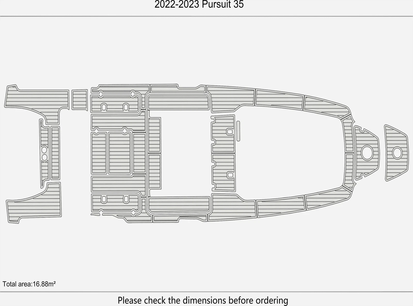 EVA Pads for Pursuit 35 Swim Platform Cockpit Boat (2022–2023) Faux Teak