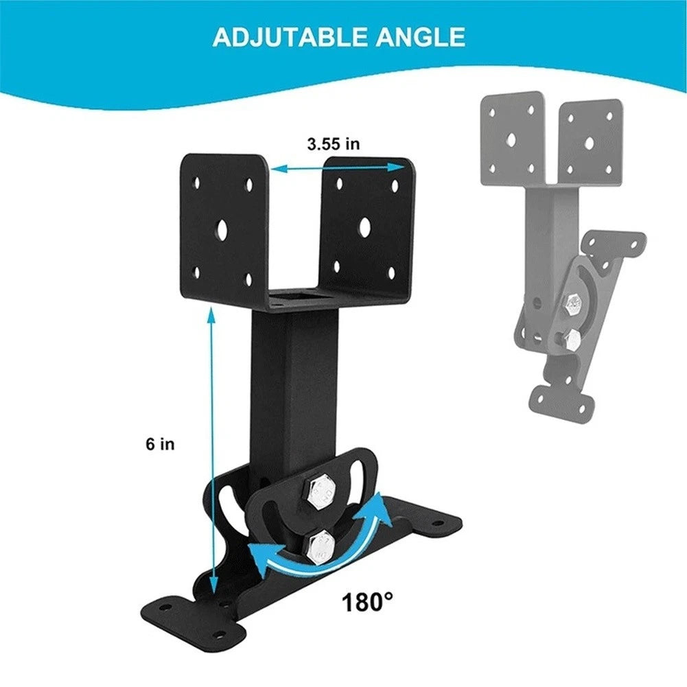 Black Steel Roof Mount Bracket for Terrace Pergola (Adjustable Angle)