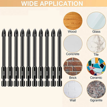 10pcs 6mm Hex Drill Bits for Ceramic Tiles