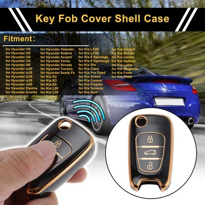 Car Key Case for Hyundai i10 i20 i30 i35 i40 ix20 ix25 ix55 (3 Buttons)