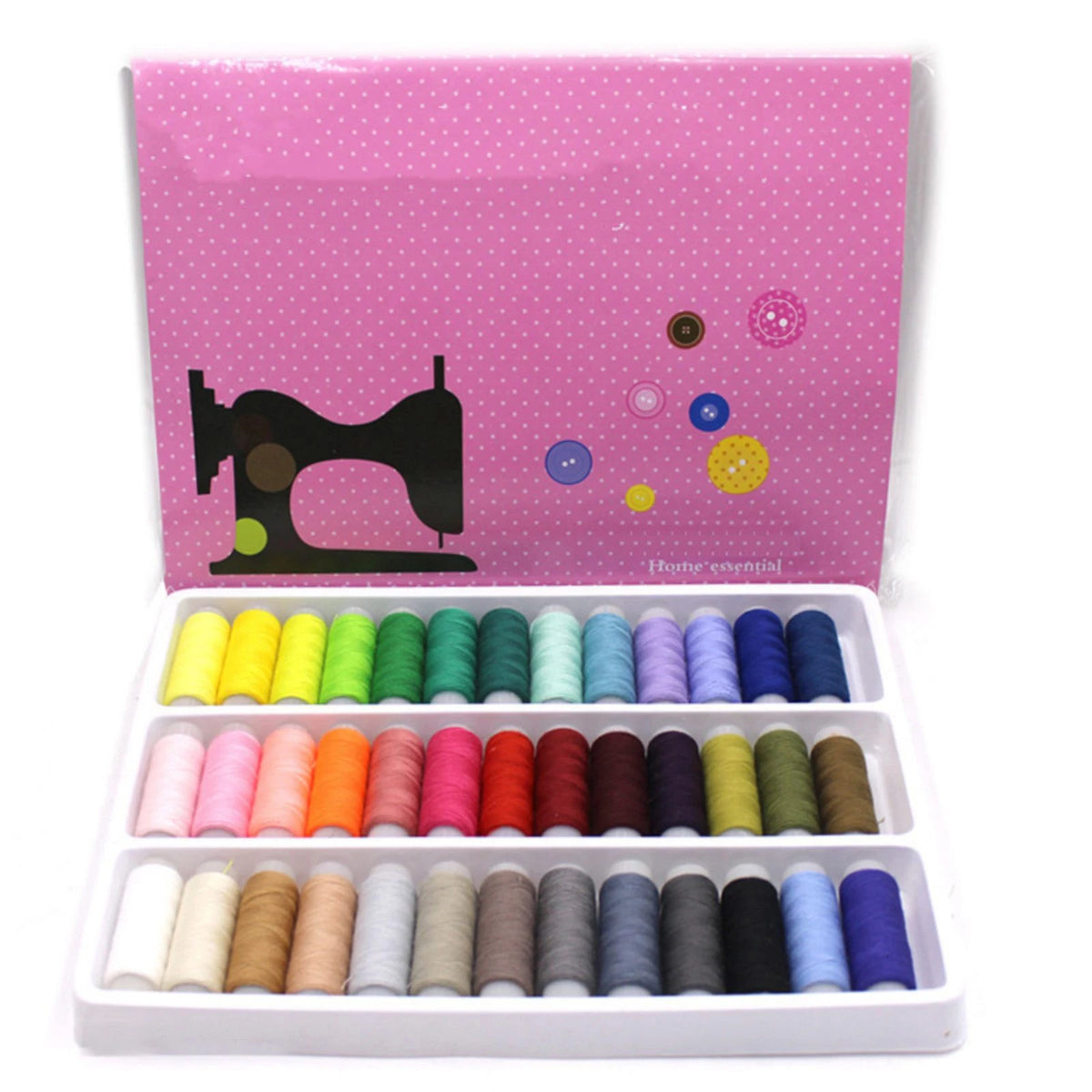 39Pcs Colored Sewing Thread Set - Polyester Spools 250 Yards Each