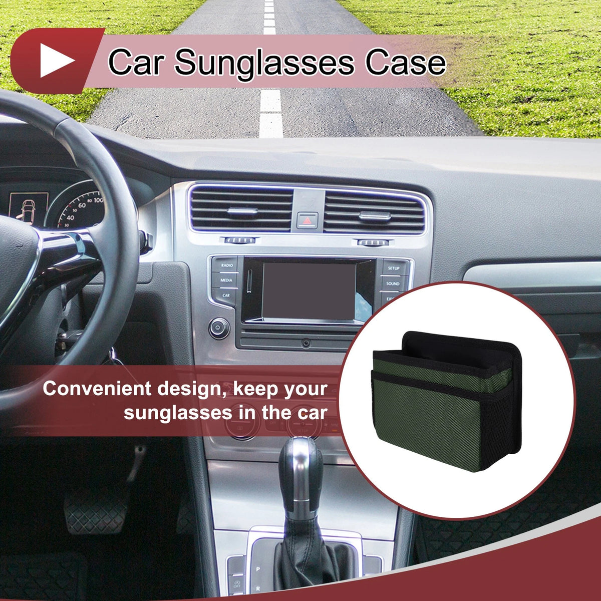 Sunglasses Holder for Car Door Side Seat Back (Oxford Cloth, Green)