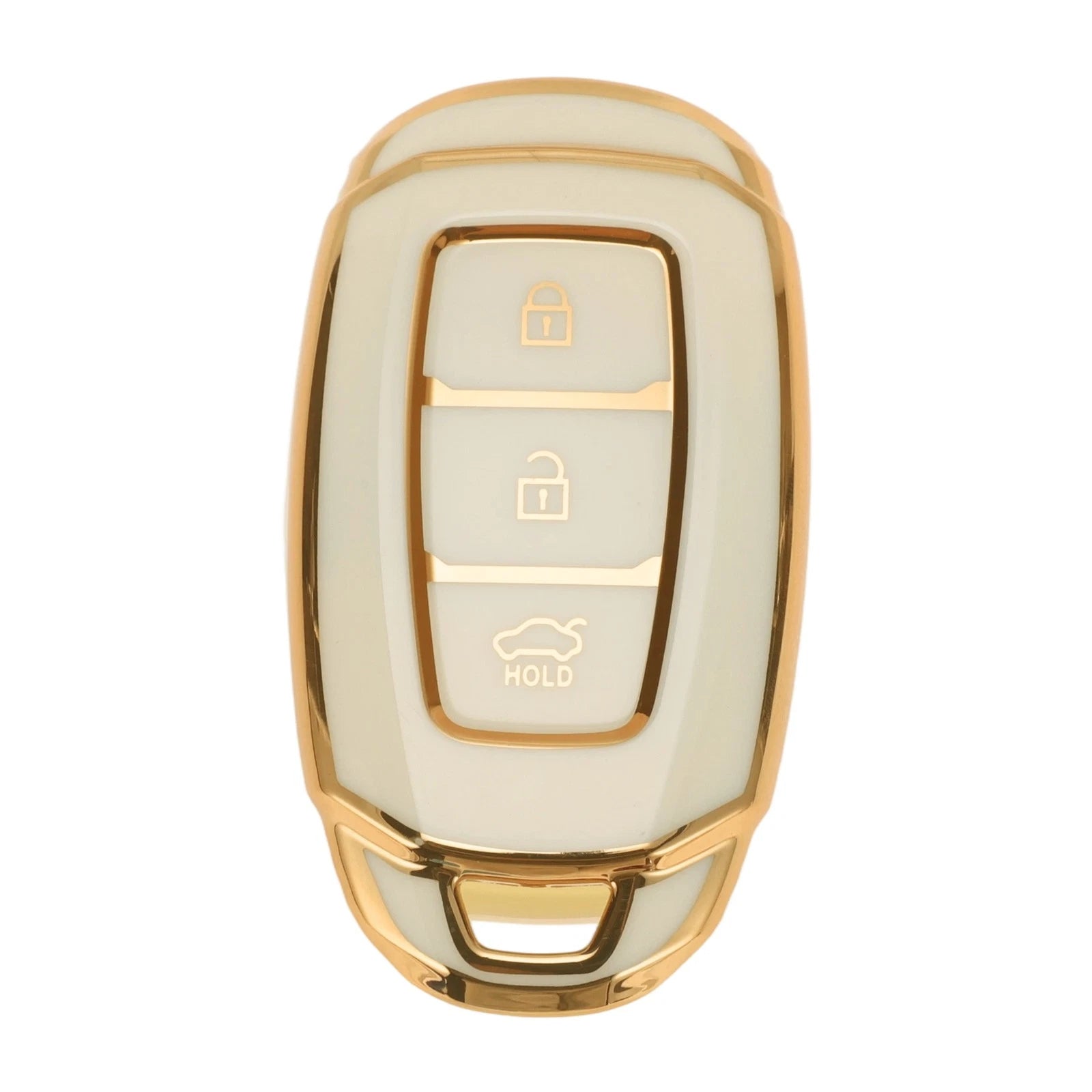 Car Key Case White Gold Edge for Hyundai i10 (3 Buttons) (2014–2019)
