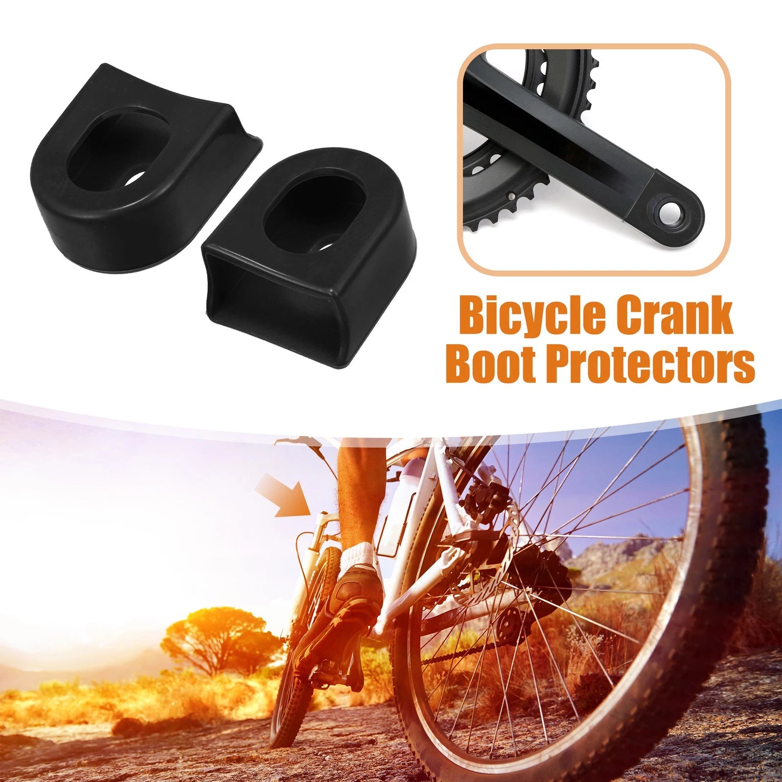 Crank Boot Protectors Kit for Bicycle Cycling Crank Arm Cover (Black)