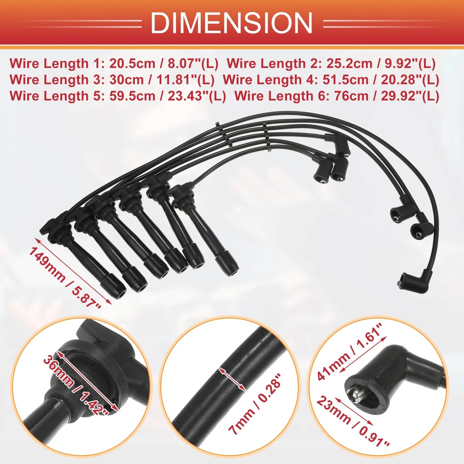 6 Pcs Spark Plug Wires Ignition Coil Cable Replacement for Hyundai Sonata (1999–2005)